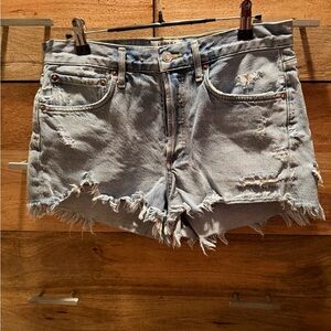Agolde Light Blue Distressed Jean Shorts